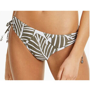 DKNY Women's Side Tie Bikini Swim Bottom Military Olive Green Jungle Medium NWT